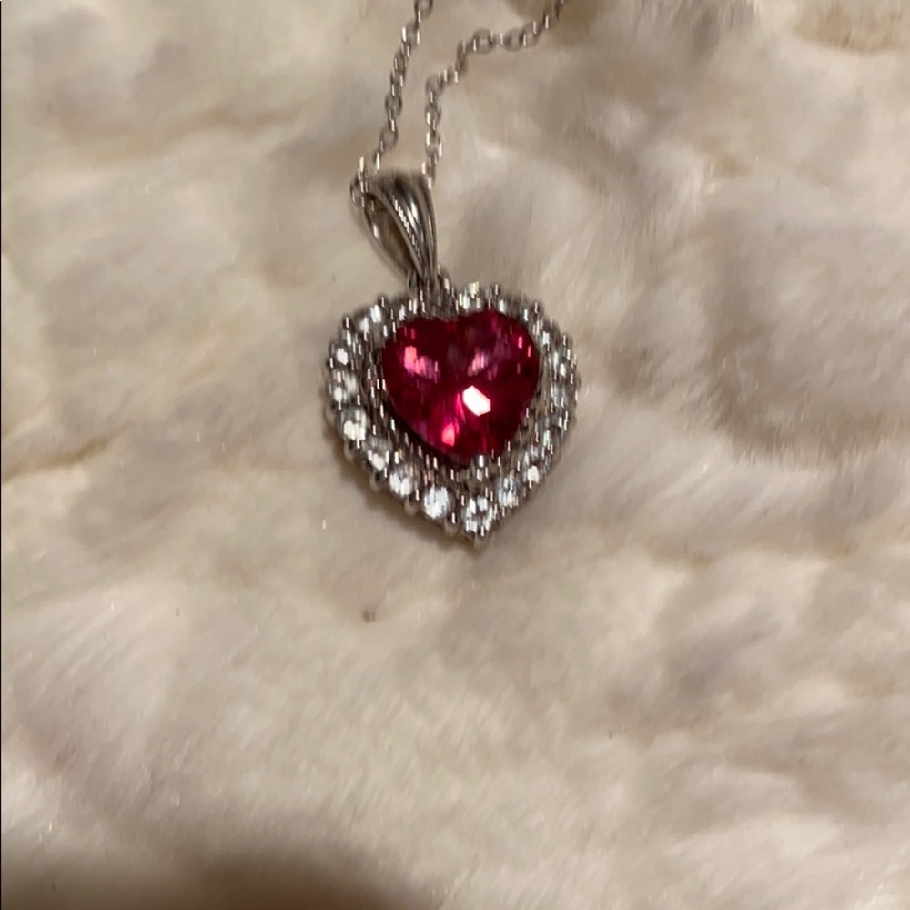 Genuine pink & white Topaz pendant with chain